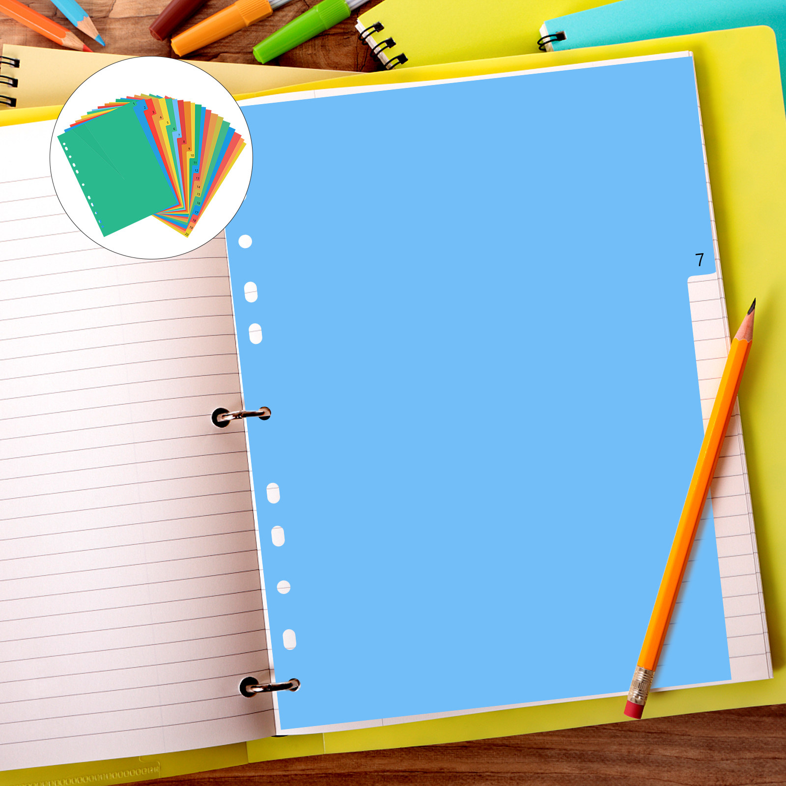 Tab Divider A4 - 20 stron, format A4, kolorowe plastikowe